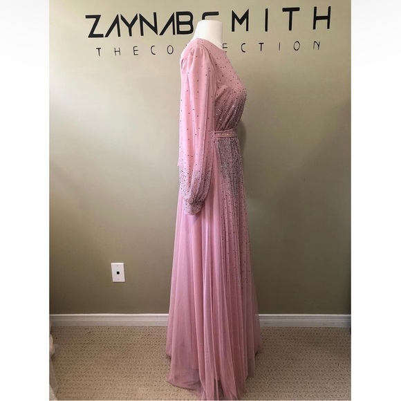 Pink beaded dress with belt - Picture 4 of 14